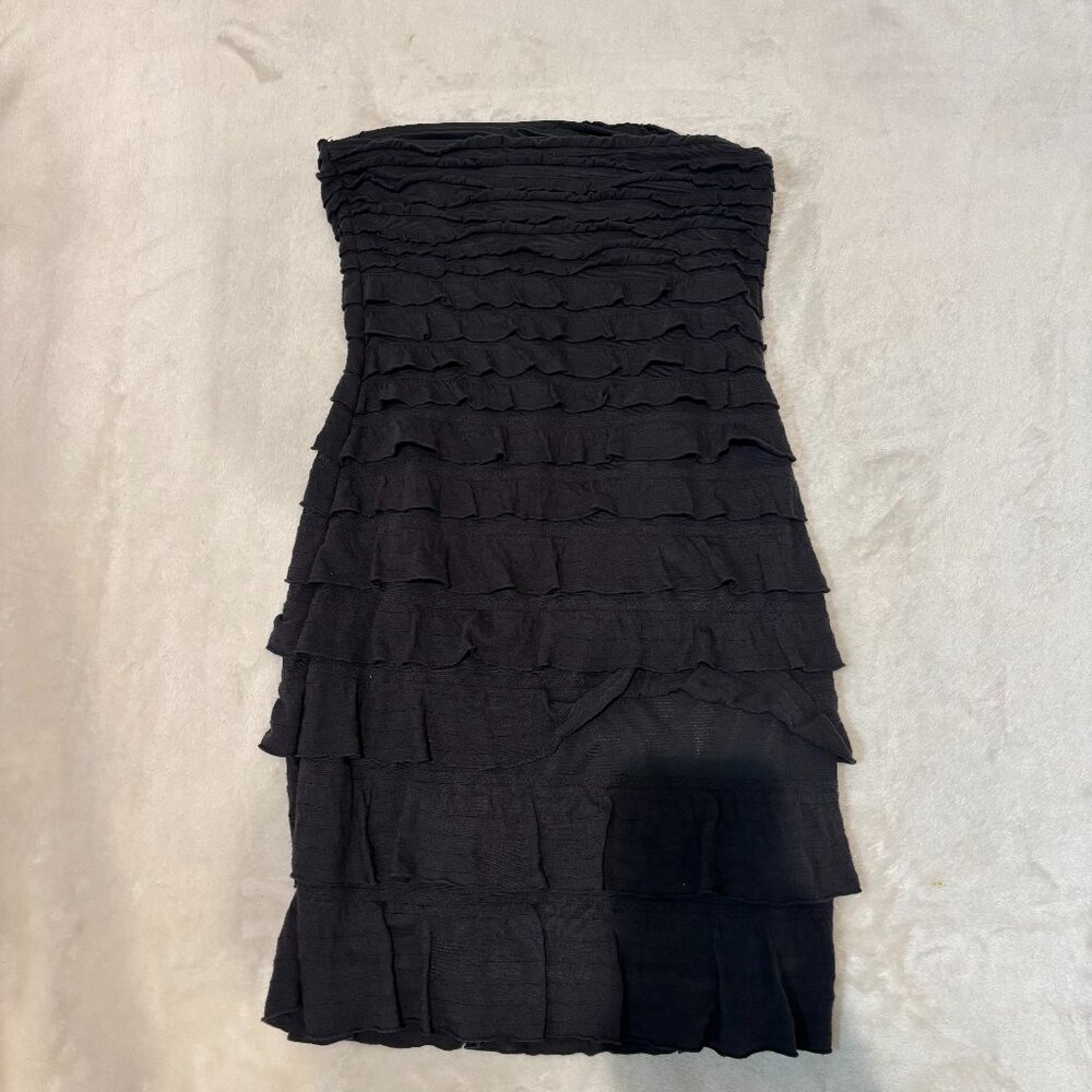 Express Black Strapless Tiered Ruffle Mini Dress Size XS